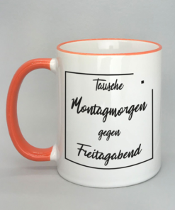 Spruchtasse mit farbigem Rand