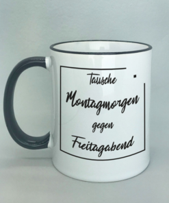 Spruchtasse mit farbigem Rand