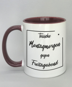 Spruchtasse mit farbiger Innenseite