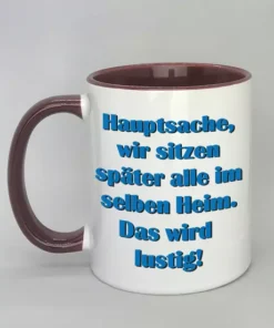 Spruchtasse mit farbiger Innenseite