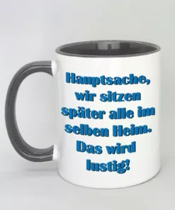 Spruchtasse mit farbiger Innenseite