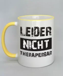 Spruchtasse mit farbigem Rand
