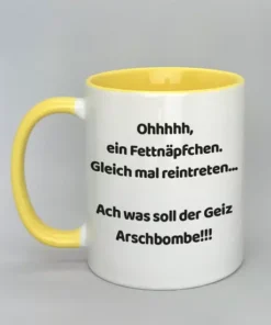 Spruchtasse mit farbiger Innenseite