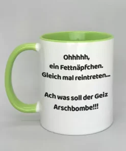 Spruchtasse mit farbiger Innenseite