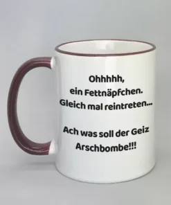 Spruchtasse mit farbigem Rand