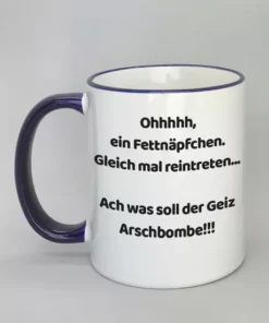 Spruchtasse mit farbigem Rand