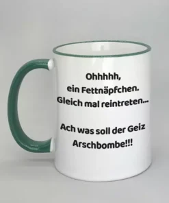 Spruchtasse mit farbigem Rand