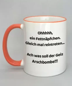 Spruchtasse mit farbigem Rand