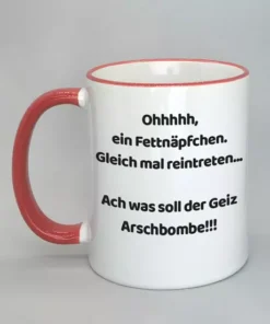 Spruchtasse mit farbigem Rand