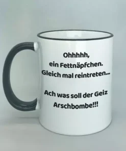 Spruchtasse mit farbigem Rand
