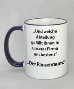 Spruchtasse mit farbigem Rand