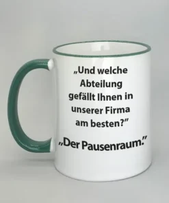 Spruchtasse mit farbigem Rand