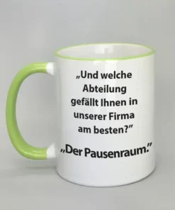 Spruchtasse mit farbigem Rand