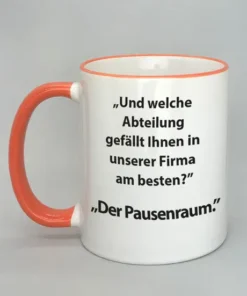 Spruchtasse mit farbigem Rand