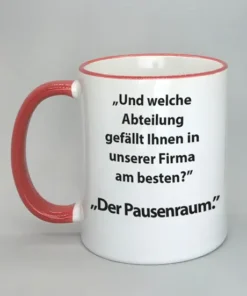 Spruchtasse mit farbigem Rand
