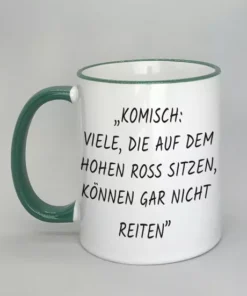 Spruchtasse mit farbigem Rand