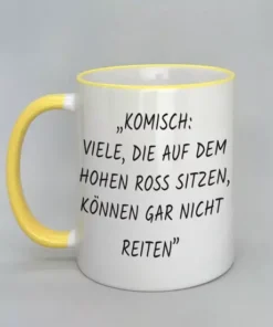 Spruchtasse mit farbigem Rand
