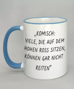 Spruchtasse mit farbigem Rand