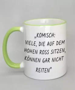 Spruchtasse mit farbigem Rand