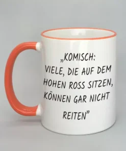 Spruchtasse mit farbigem Rand