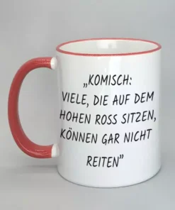 Spruchtasse mit farbigem Rand