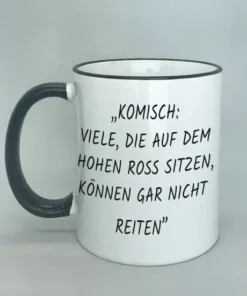 Spruchtasse mit farbigem Rand