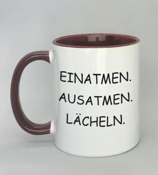 Lustige Spruchtasse mit farbiger Innenseite