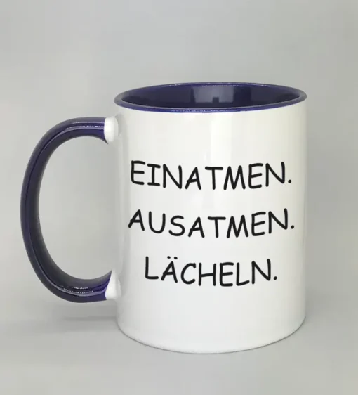 Lustige Spruchtasse mit farbiger Innenseite