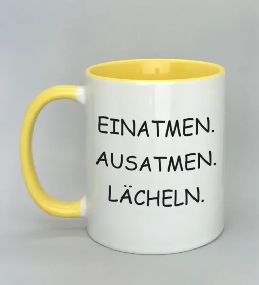 Lustige Spruchtasse mit farbiger Innenseite