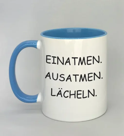 Lustige Spruchtasse mit farbiger Innenseite