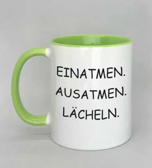Lustige Spruchtasse mit farbiger Innenseite