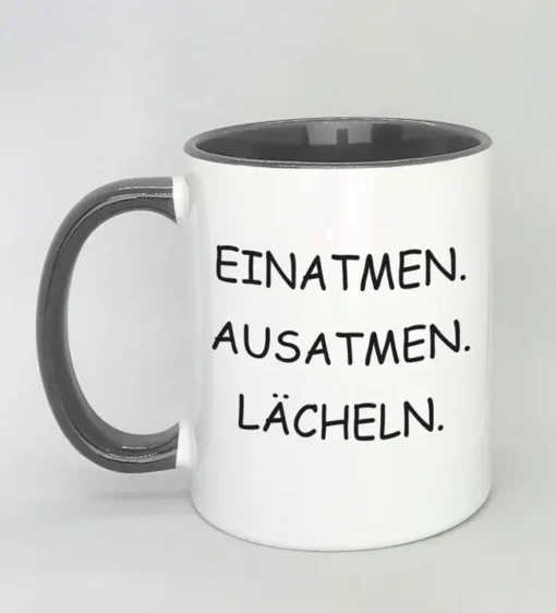 Lustige Spruchtasse mit farbiger Innenseite