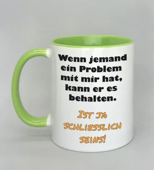 Lustige Spruchtasse mit farbiger Innenseite