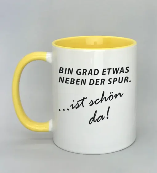 Lustige Spruchtasse mit farbiger Innenseite