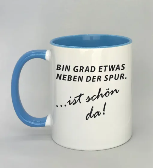 Lustige Spruchtasse mit farbiger Innenseite
