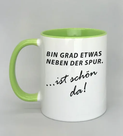 Lustige Spruchtasse mit farbiger Innenseite