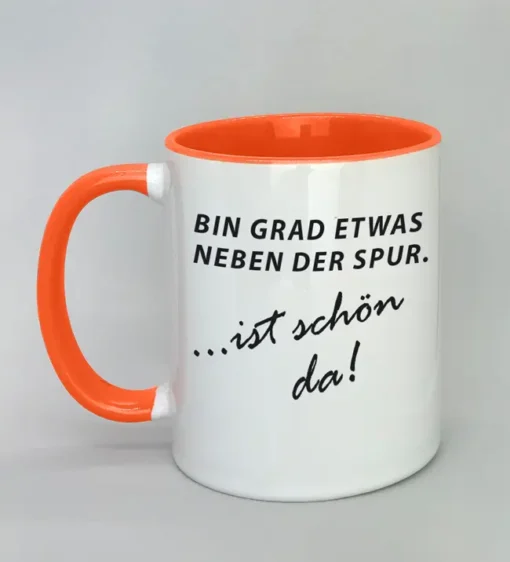 Lustige Spruchtasse mit farbiger Innenseite