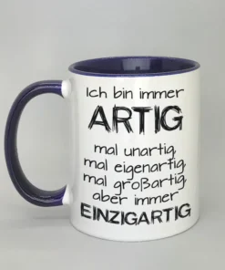 Lustige Spruchtasse mit farbiger Innenseite