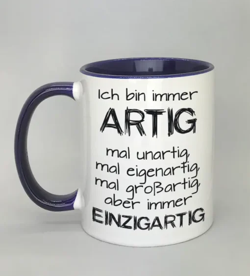 Lustige Spruchtasse mit farbiger Innenseite