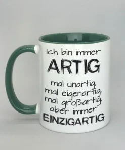 Lustige Spruchtasse mit farbiger Innenseite