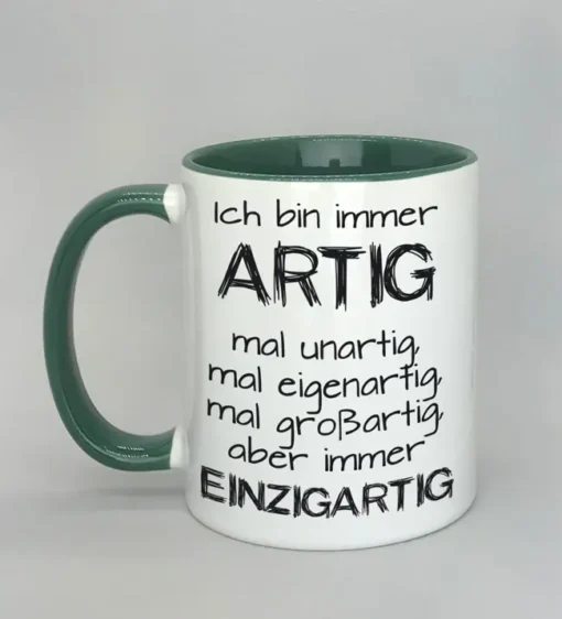 Lustige Spruchtasse mit farbiger Innenseite