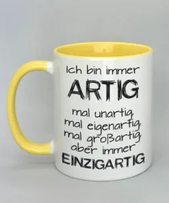 Lustige Spruchtasse mit farbiger Innenseite