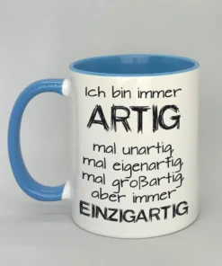Lustige Spruchtasse mit farbiger Innenseite
