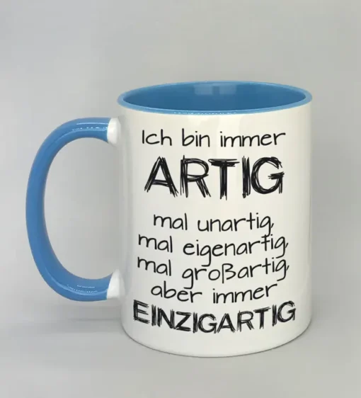 Lustige Spruchtasse mit farbiger Innenseite