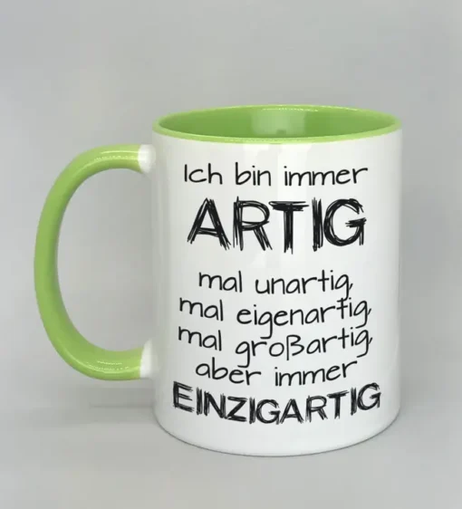 Lustige Spruchtasse mit farbiger Innenseite