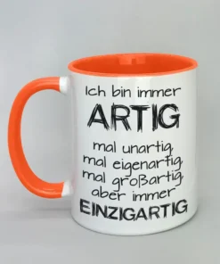 Lustige Spruchtasse mit farbiger Innenseite