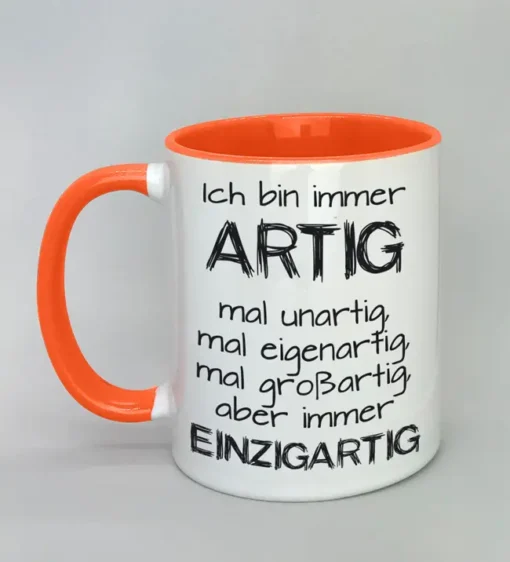 Lustige Spruchtasse mit farbiger Innenseite