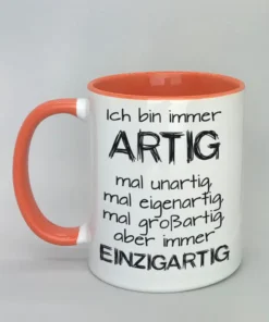 Lustige Spruchtasse mit farbiger Innenseite