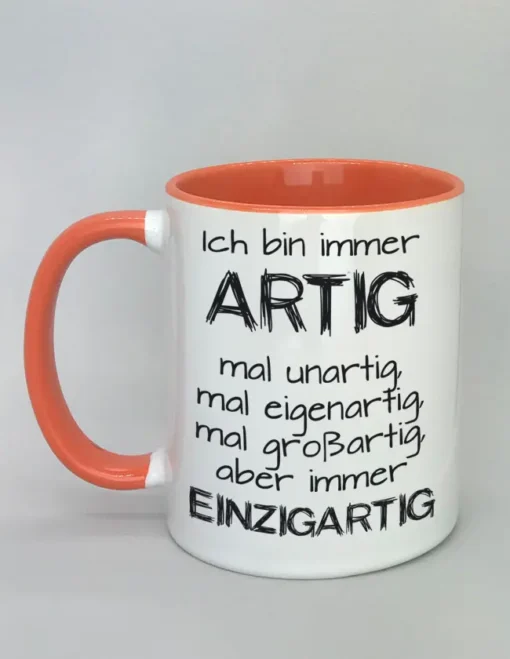 Lustige Spruchtasse mit farbiger Innenseite