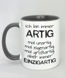 Lustige Spruchtasse mit farbiger Innenseite